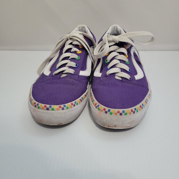 Vans Old Skool Purple Rainbow Checkered Size 5 Junior - Picture 6 of 7